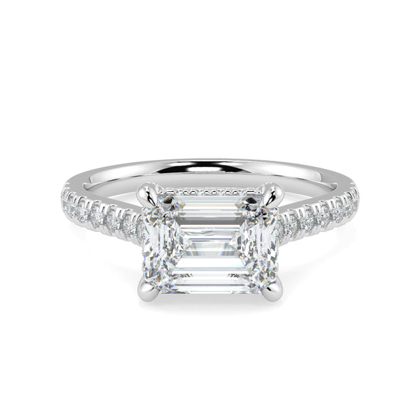 The East West Emerald with Side Stones and Diamond V
