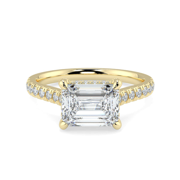 The East West Emerald with Side Stones and Diamond V
