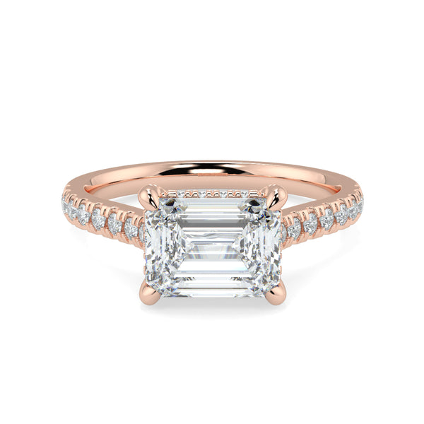 The East West Emerald with Side Stones and Diamond V