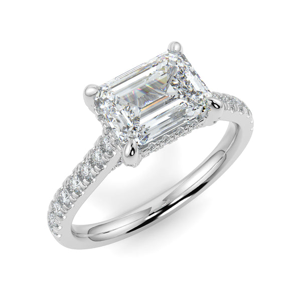 The East West Emerald with Side Stones and Diamond V