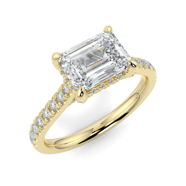 The East West Emerald with Side Stones and Diamond V