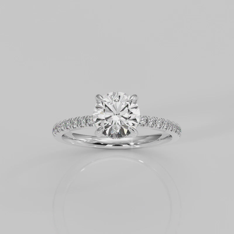 The Signature 4 Prong Diamond Band Hidden Halo Cathedral