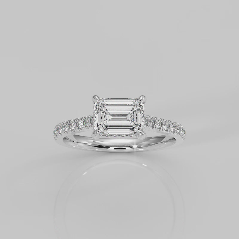 The East West Emerald with Side Stones and Diamond V
