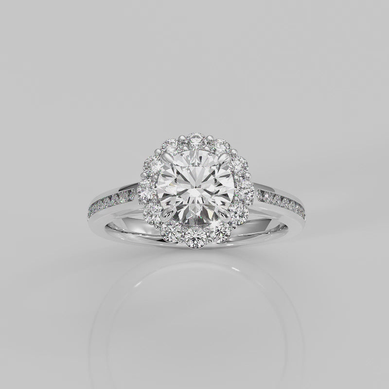 The Floral Side Stone Channel Halo