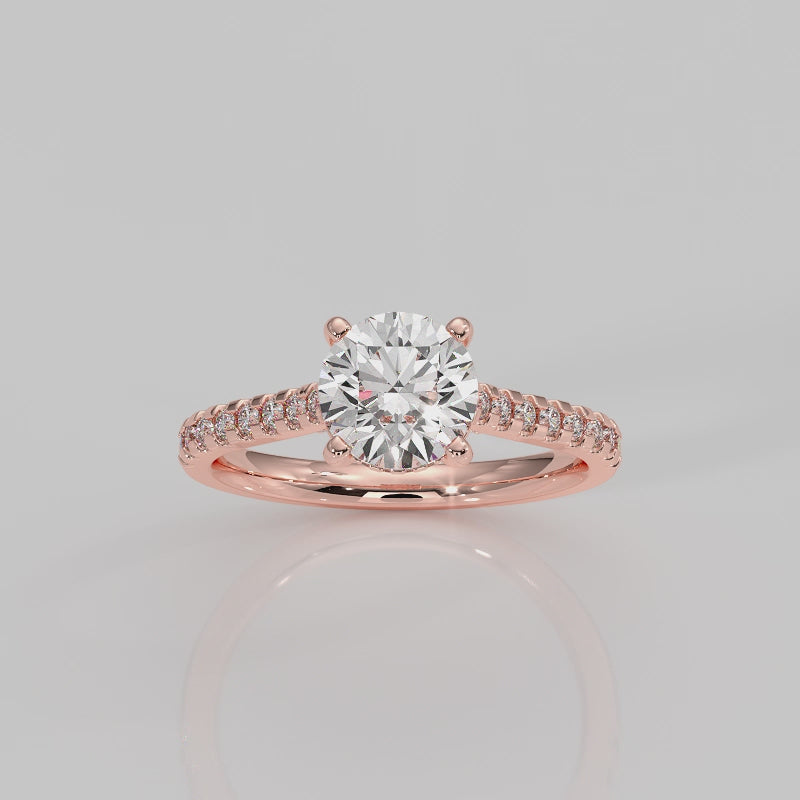 The East West Round with Side Stones and Diamond V